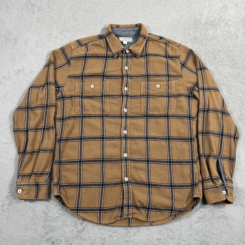 Wallace & Barnes Shirt Mens Medium Flannel Plaid Long Sleeve Button Up Pockets